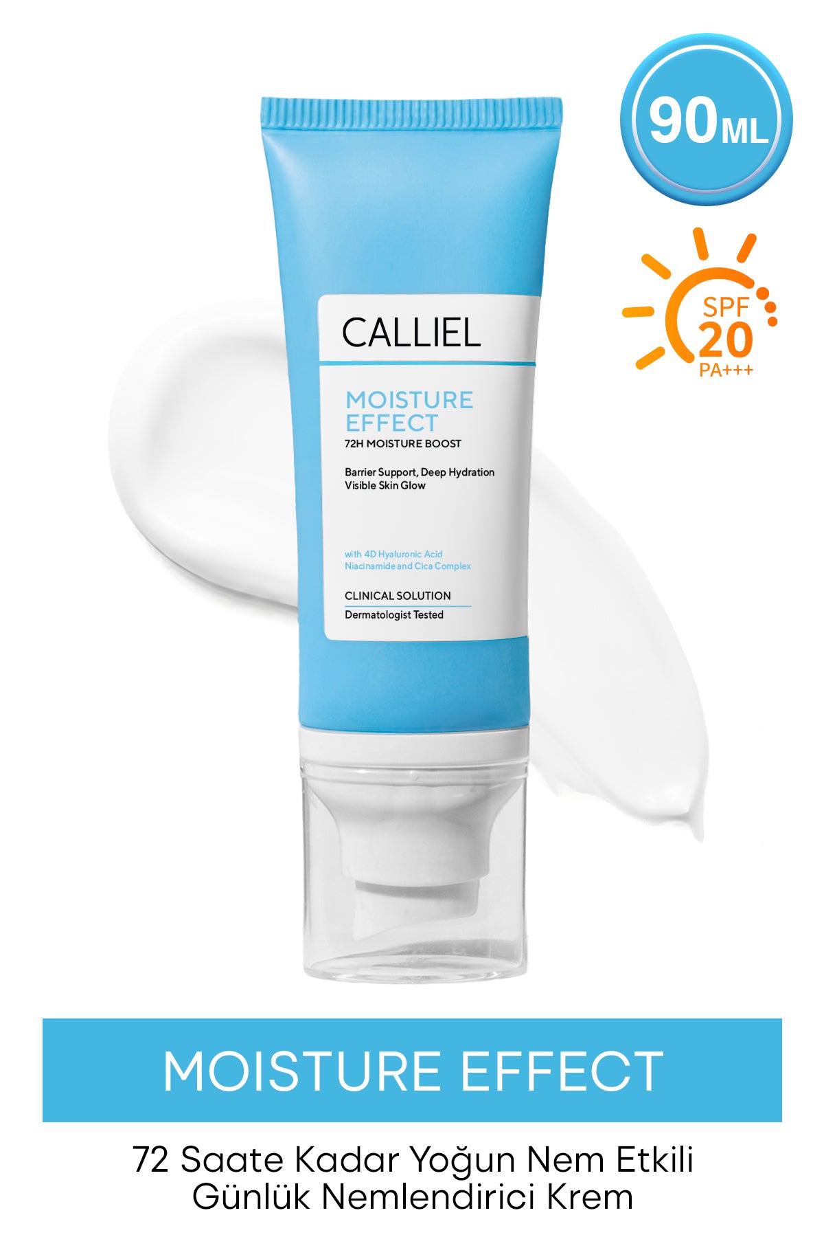 72 Saat Yoğun Nemlendirme Etikili, 20SPF, 4D Hyaluronic Acid ve Cica Complex, Bariyer Destekleyici Nemlendirici 90 ML